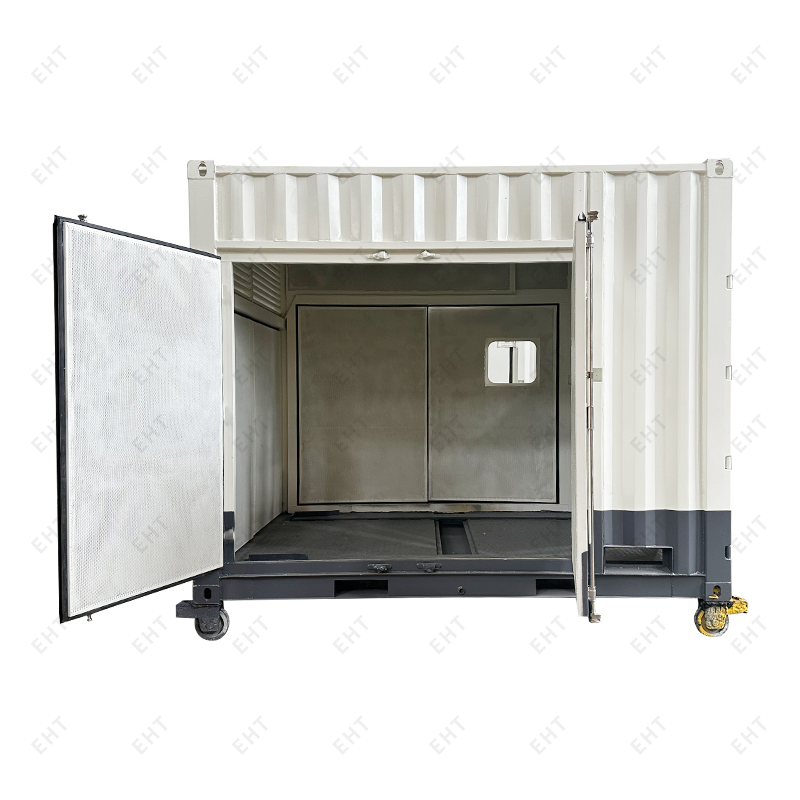 Custom 12-ft air compressor clausura with oil-water collection system