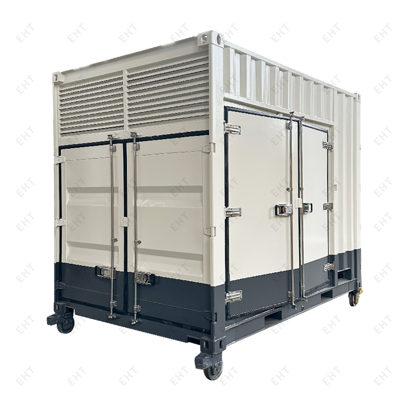 Custom 12-ft air compressor clausura with oil-water collection system